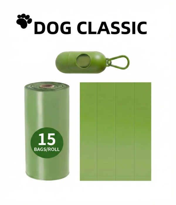 PetTrekGo Portable Dog Poop Bag Dispenser with 15-Count Leak-Proof Waste Bags Refill Roll – Tactical Green Clip-On Holder (Free Shipping)