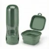 PetTrekGo Dog Travel Kit: Large 550ml Portable Water Bottle & Collapsible Food Bowl with Lid – Leak-Proof Hiking Essentials Bundle (Hook Green)