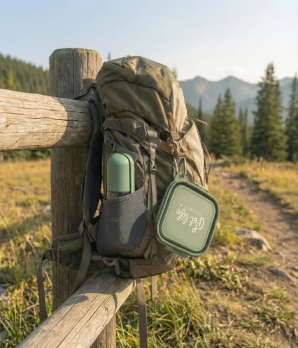 PetTrekGo Dog Travel Kit: Large 550ml Portable Water Bottle & Collapsible Food Bowl with Lid – Leak-Proof Hiking Essentials Bundle (Hook Green)