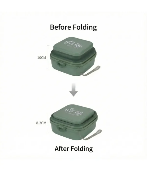 PetTrekGo Dog Travel Kit: Large 550ml Portable Water Bottle & Collapsible Food Bowl with Lid – Leak-Proof Hiking Essentials Bundle (Hook Green)