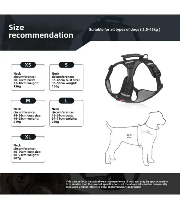 PetTrekGo All-Terrain Reflective Adventure Harness with Traffic Handle – No-Pull Hiking & Safety Vest