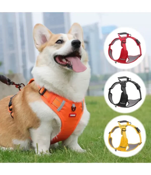 PetTrekGo All-Terrain Reflective Adventure Harness with Traffic Handle – No-Pull Hiking & Safety Vest