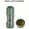 PetTrekGo Tactical 2-in-1 Portable Dog Water Bottle & Food Container – Leak-Proof Travel Dispenser with Metal Carabiner for Hiking & Outdoor Adventures
